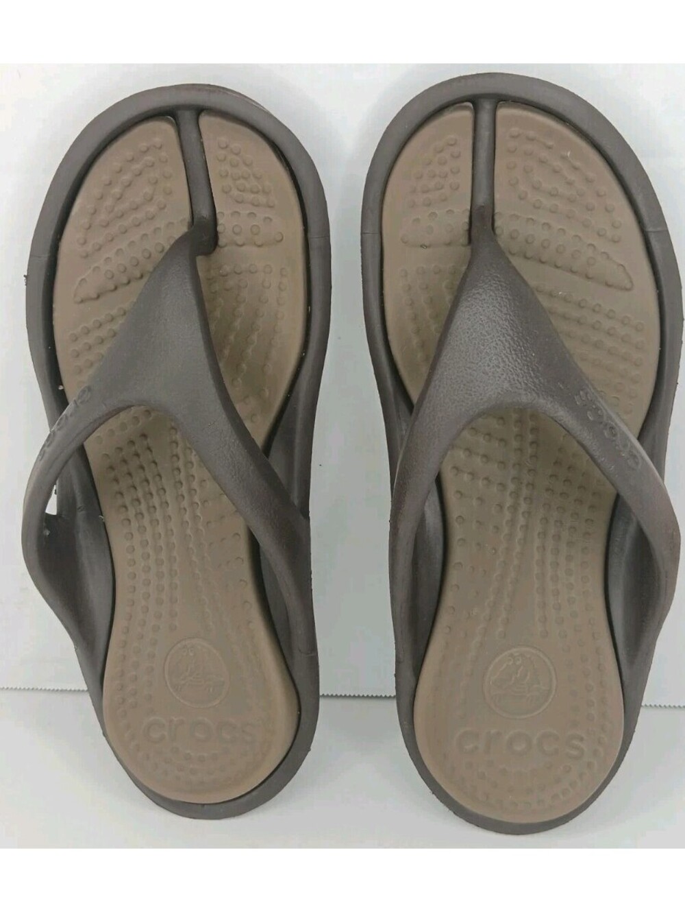 Crocs Athens Khaki Brown  Comfort Thong Sandals Flip Flops Women's 10 Mens 8